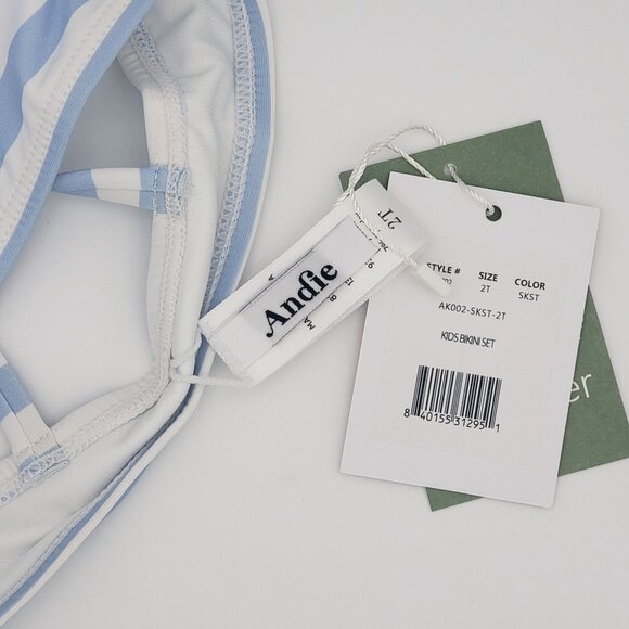 Andie Swim Bikini Set Toddler Girls' 2T Sky Stripe Blue NWT Summer Vacation Fun - Picture 3 of 10